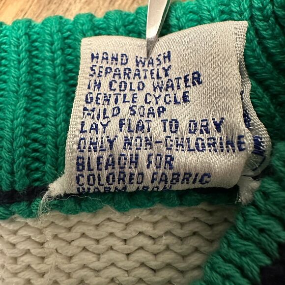 Vintage 90s Tommy Hilfiger Rugby Stripe Cotton Knit Sweater Mens L - Picture 10 of 13